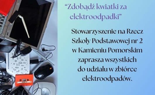 Plakat projektu "Zdobądź kwiatki za elektroodpadki"