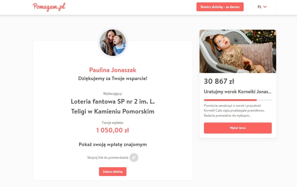 Loteria fantowa na rzecz Kornelki