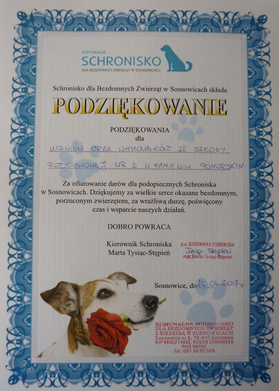Przekazanie żywności dla zwierząt ze Schroniska w Sosnowicach